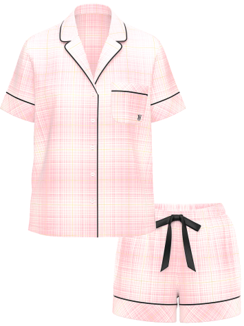 Пижама Flannel Short Pajama Set White Plaid