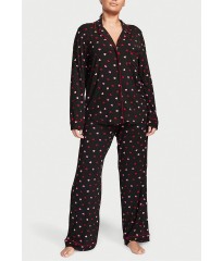 Пижама Modal Long Pajama set Black & Red Hearts