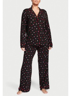 Піжама Modal Long Pajama set Black & Red Hearts