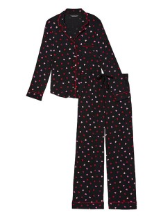 Піжама Modal Long Pajama set Black & Red Hearts