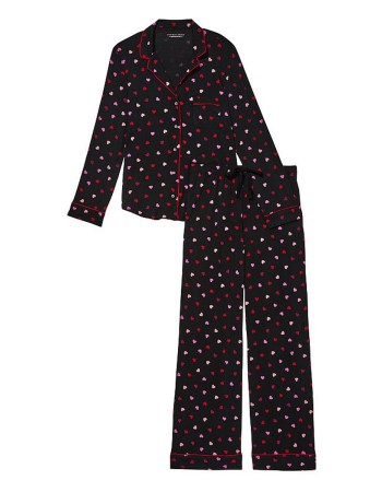 Піжама Modal Long Pajama set Black & Red Hearts