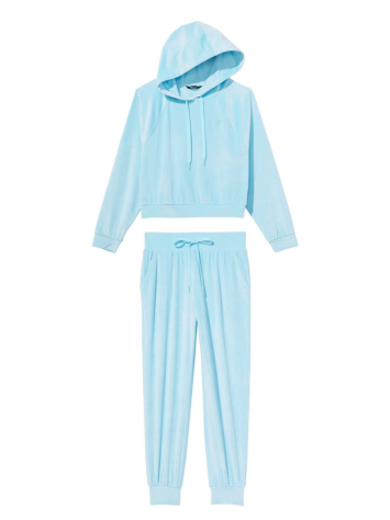 Велюровий костюм Вікторія Сікрет Ribbed Velour Hoodies Jogger Sky blue