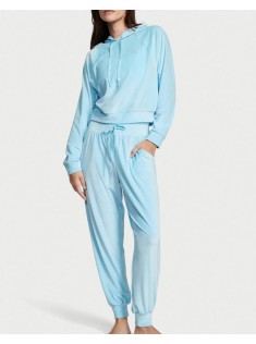 Велюровий костюм Вікторія Сікрет Ribbed Velour Hoodies Jogger Sky blue