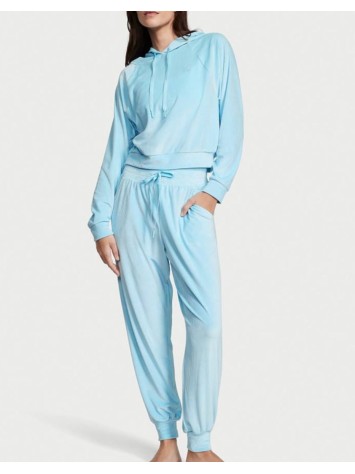 Велюровий костюм Вікторія Сікрет Ribbed Velour Hoodies Jogger Sky blue