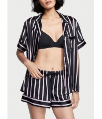 Піжама Satin Short Pajama Set Black Pink Stripes