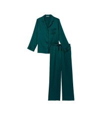 Сатинова піжама Satin Long Pj Set Deep Green Stars