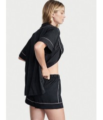 Сатиновая пижама Satin Short Pajama Set Black Logo