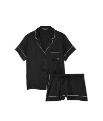 Сатинова піжама Satin Short Pajama Set Black Logo