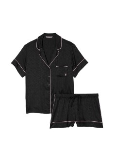 Сатинова піжама Satin Short Pajama Set Black Logo