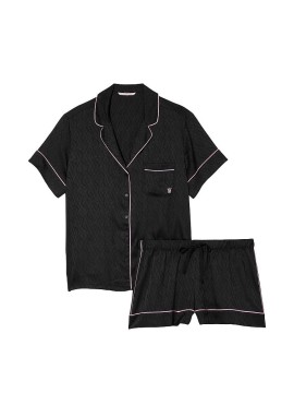 Сатиновая пижама Satin Short Pajama Set Black Logo