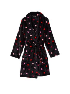 Плюшевий Халат Logo Short Cozy Robe Black Multi Heart