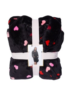 Плюшевий Халат Logo Short Cozy Robe Black Multi Heart