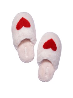 Домашні капці Closed Toe Faux Fur Slippers Heart print