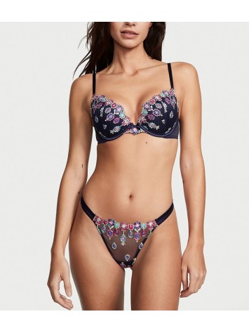 Комплект Bejeweled Embroidery Bra Set Noir Navy