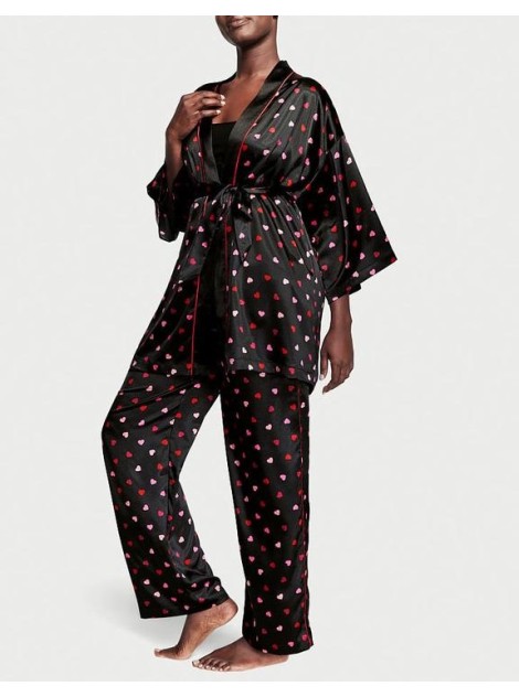 Сатиновая пижама 3-piece pj Set Satin Heart Print