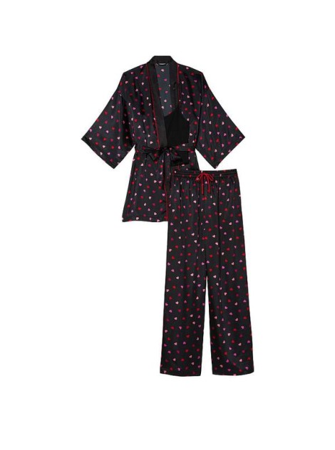 Сатиновая пижама 3-piece pj Set Satin Heart Print
