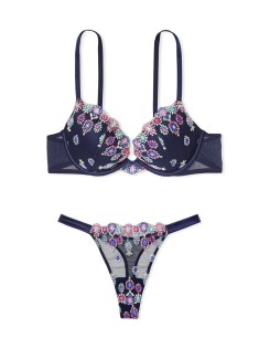 Комплект Bejeweled Embroidery Bra Set Noir Navy