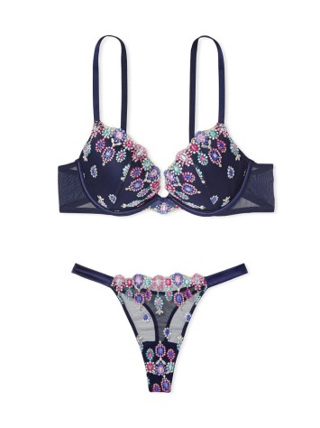 Комплект Bejeweled Embroidery Bra Set Noir Navy