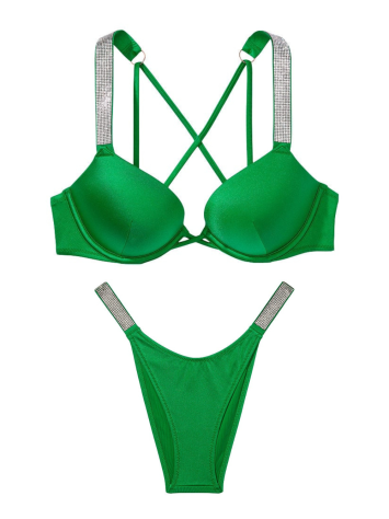 Купальник Shine Strap Bombshell Add-2-Cups Push-Up Bikini Verdant Green