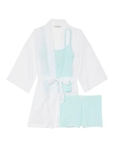 Піжама Victoria Secret 3-piece PJ Set Cotton White