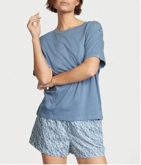  Пижама Cotton Short Tee-jama Set Blue Logo