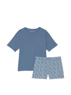 Пижама Cotton Short Tee-jama Set Blue Logo