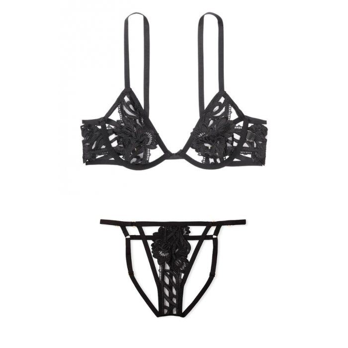 Комплект Very Sexy Low Cut Demi Bra Set Black Lace