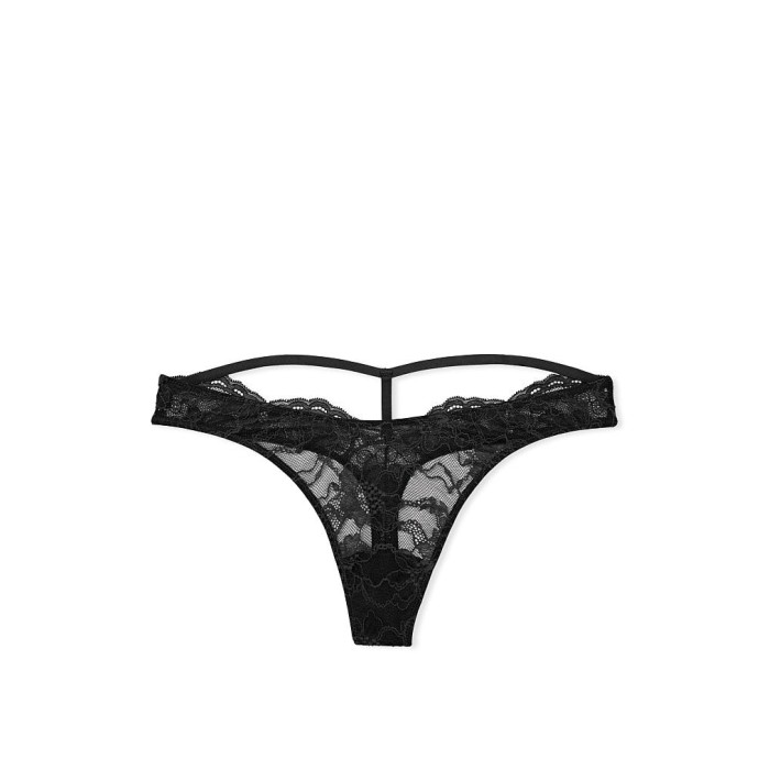 Трусики Shine Strap Cutout Back Thong Panty black