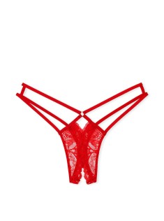 Трусики Strappy Back Lace Crotchless Thong Panty Lipstick