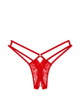 Трусики Strappy Back Lace Crotchless Thong Panty Lipstick