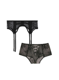 Набір трусики та пояс Dream Angels Lace Dot Black High-Waist Set