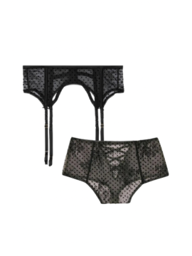Набір трусики та пояс Dream Angels Lace Dot Black High-Waist Set