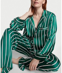 Піжама Satin Long Pj set Deepest Green Stripe