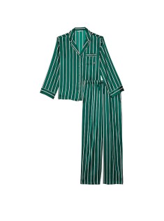 Піжама Satin Long Pj set Deepest Green Stripe