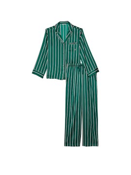 Піжама Satin Long Pj set Deepest Green Stripe