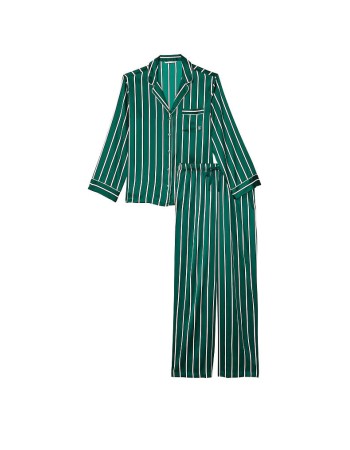 Піжама Satin Long Pj set Deepest Green Stripe