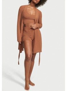 Пижама Luxe Modal Ribbed 3-Piece Set Caramel