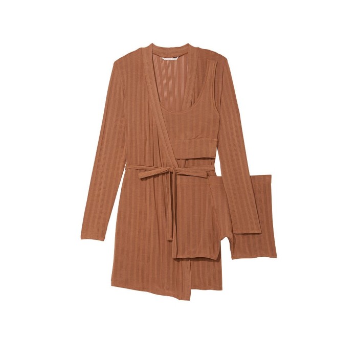 Піжама Luxe Modal Ribbed 3-Piece Set Caramel