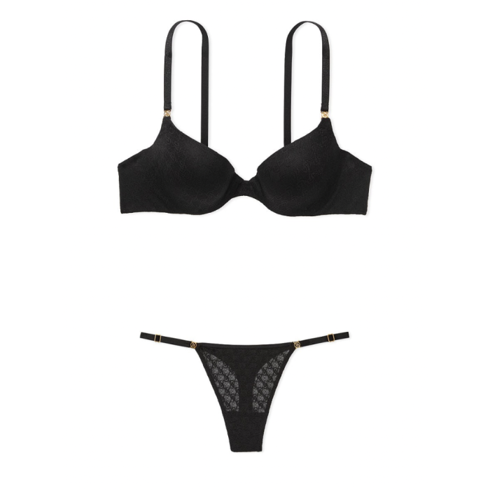 Комплект білизни Icon by Victoria's Secret Push-Up Demi Bra Black Set