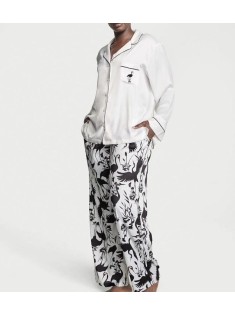 Піжама PJ Set Satin Long Black White