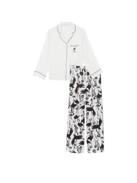 Пижама PJ Set Satin Long Black White