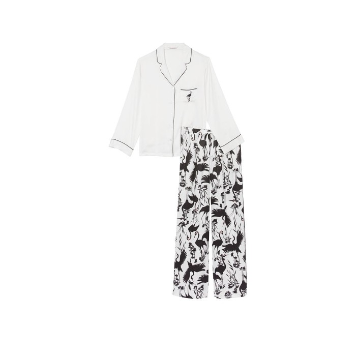 Піжама PJ Set Satin Long Black White