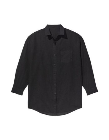 Сорочка Oversized Linen Shirt Cover Up Black