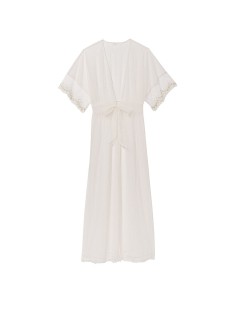 Халат Dotted Mesh Long Robe Coconut White