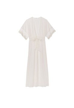 Халат Dotted Mesh Long Robe Coconut White
