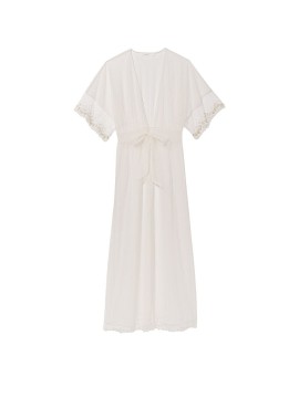 Халат Dotted Mesh Long Robe Coconut White