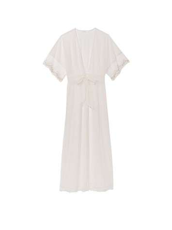 Халат Dotted Mesh Long Robe Coconut White