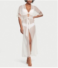 Халат Dotted Mesh Long Robe Coconut White