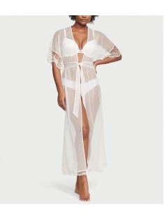 Халат Dotted Mesh Long Robe Coconut White