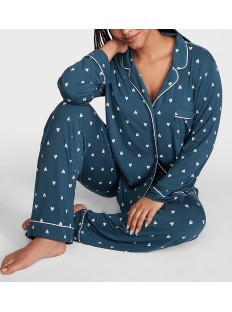 Пижама Modal Long Pajama Set Blue heart